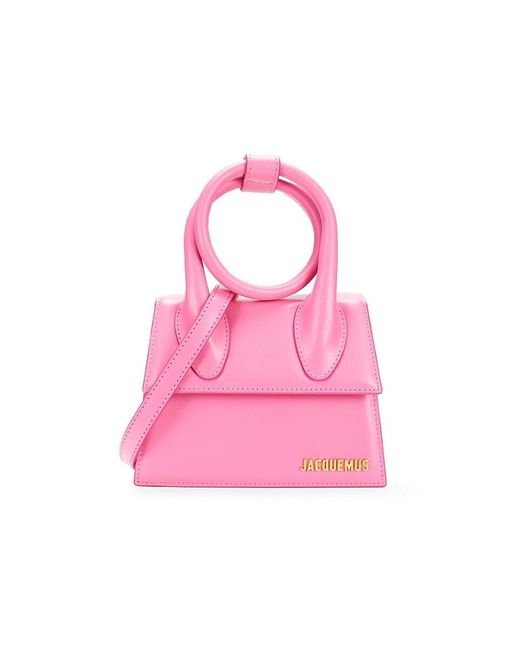 Jacquemus Le Chiquito Noeud Leather Logo Top Handle Bag in Pink Lyst