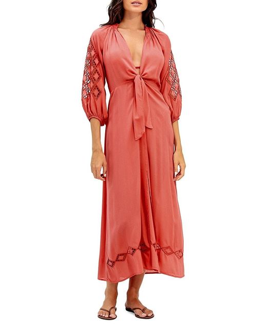 ViX Red Plunging Cover Up Dress