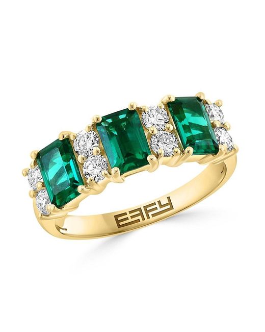 Effy Green 14K Lab-Grown Emerald & 0.51 Tcw Lab-Grown Diamond Ring