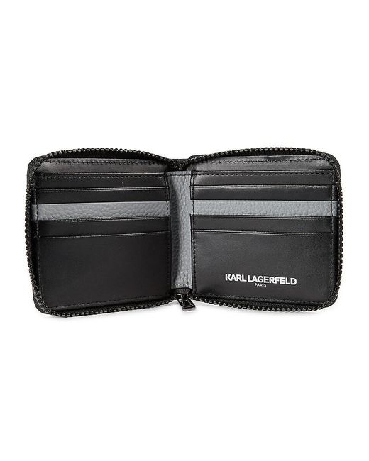 Karl Lagerfeld Black Logo Leather Wallet for men