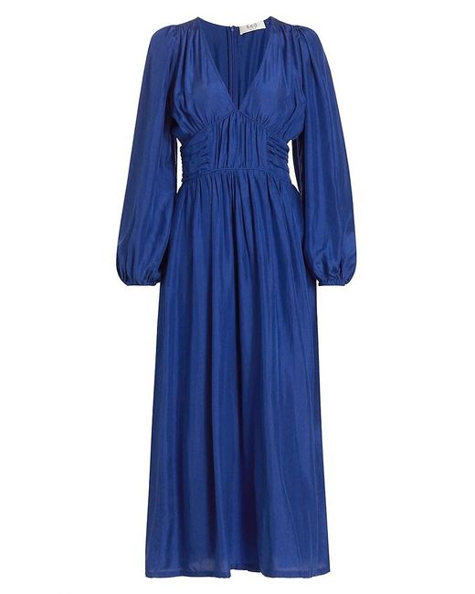 Sea Blue Fabiola Silk Ruched Maxi Dress