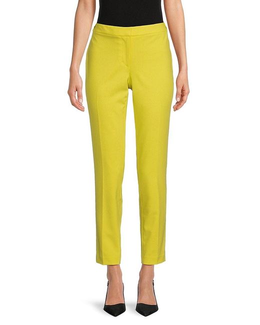 Calvin Klein Yellow Solid Flat Front Pants