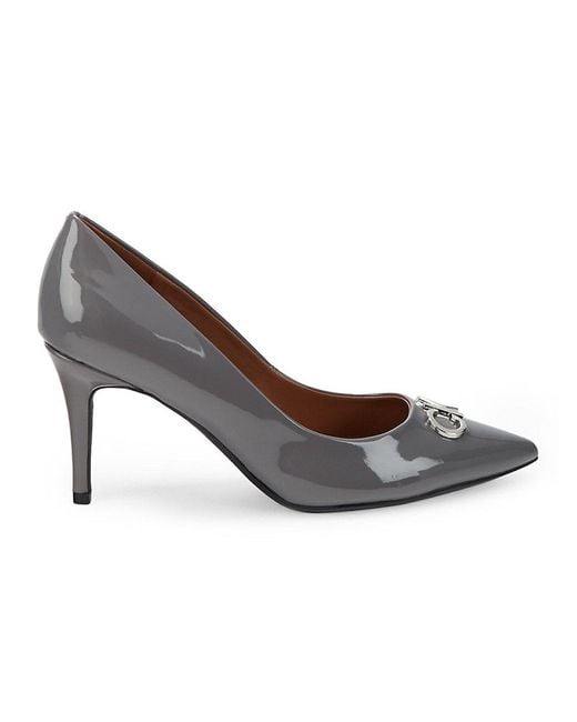 Calvin Klein Greta Logo Point Toe Pumps in Grey Lyst UK