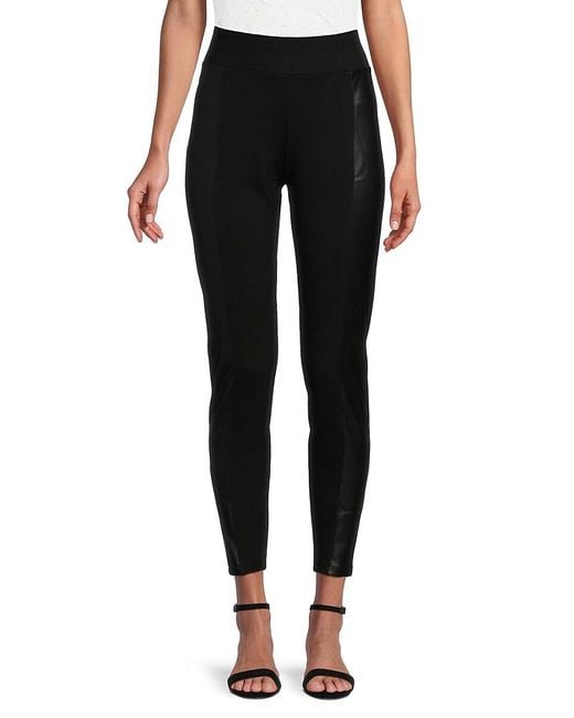 BCBGMAXAZRIA Black Faux Leather Trim Leggings