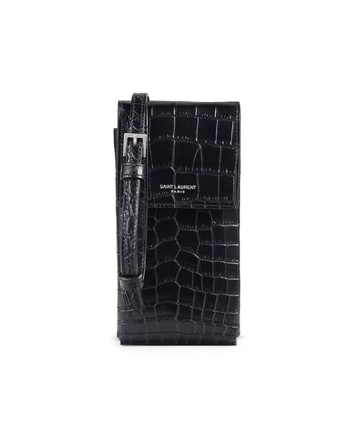 YSL phone holder bag in crocodile leather  Crocodile leather, Leather,  Leather shops