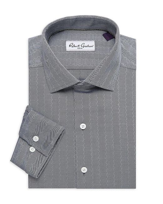 Robert Graham Gray Cotton Tailored Fit Dress Shirt for men