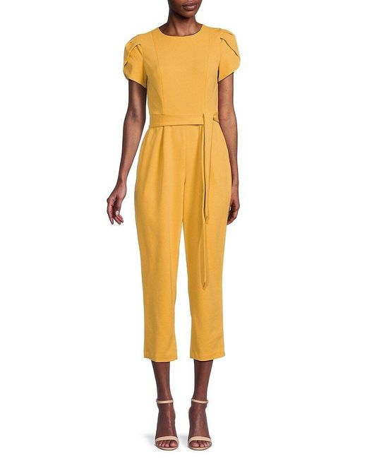 Calvin Klein Yellow Belted Cropped Jumpsuit