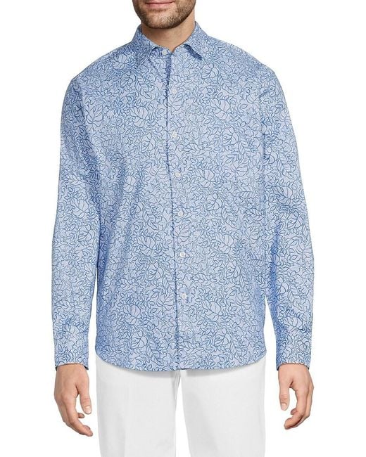 Tommy Bahama Blue Lazlo Seaside Soirée Cotton-Blend Shirt for men