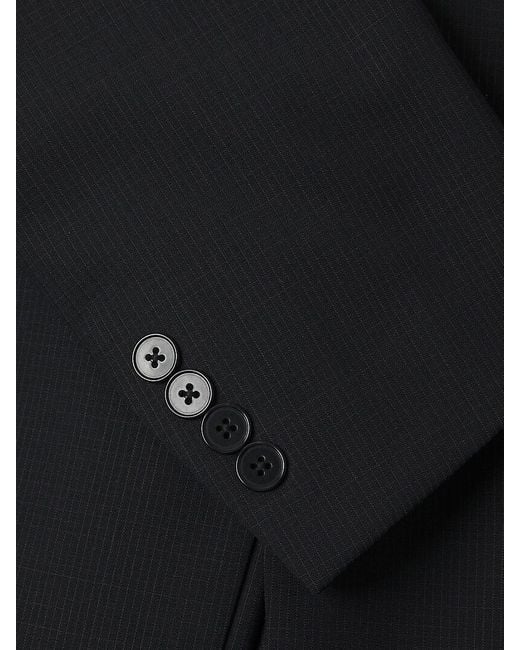 Calvin Klein Black Mini Grid Wool-Blend Two-Button Slim-Fit Suit for men