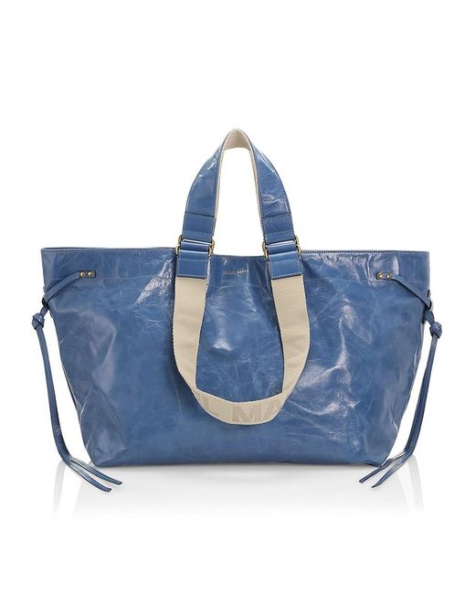 Isabel Marant Blue Wardy Patent Leather Tote Bag