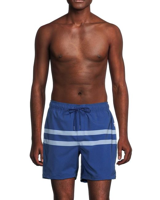 Onia Blue Striped Drawstring Swim Shorts for men