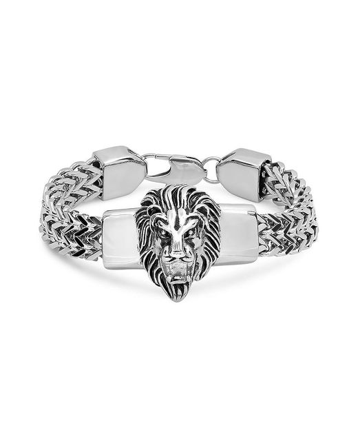 Anthony Jacobs Stainless Steel Lion Head Bracelet in Natural for Men Lyst