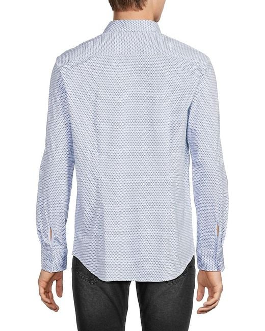 Robert Graham Blue Brexton Cotton-Blend Geometric Shirt for men