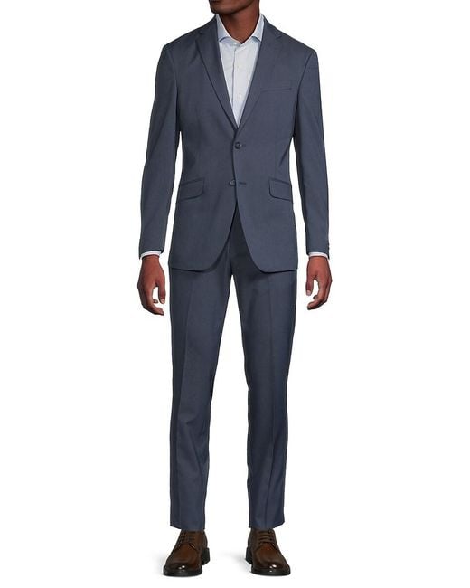 Kenneth Cole Blue Tic Two-Button Slim-Fit Suit for men