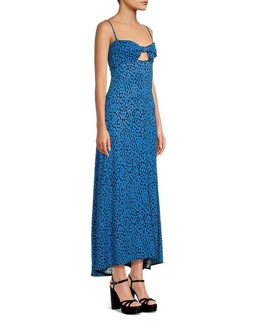 Proenza Schouler Blue Abstract Print Sweetheart Maxi Dress