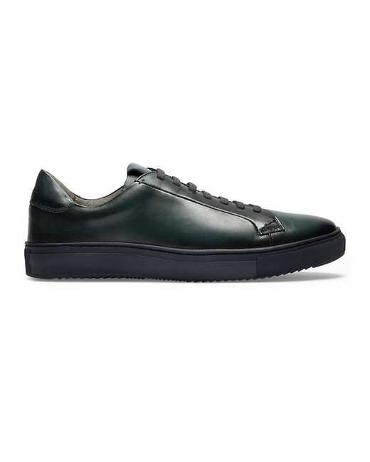 Gernie NYC Black Leather Laceless Low-Top Sneakers for men
