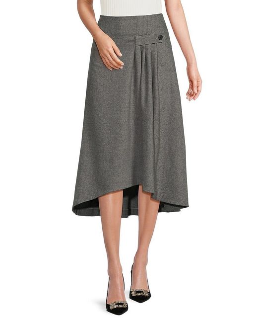 Ba&sh Gray Jupe Domi Wool Blend A-Line Midi Skirt