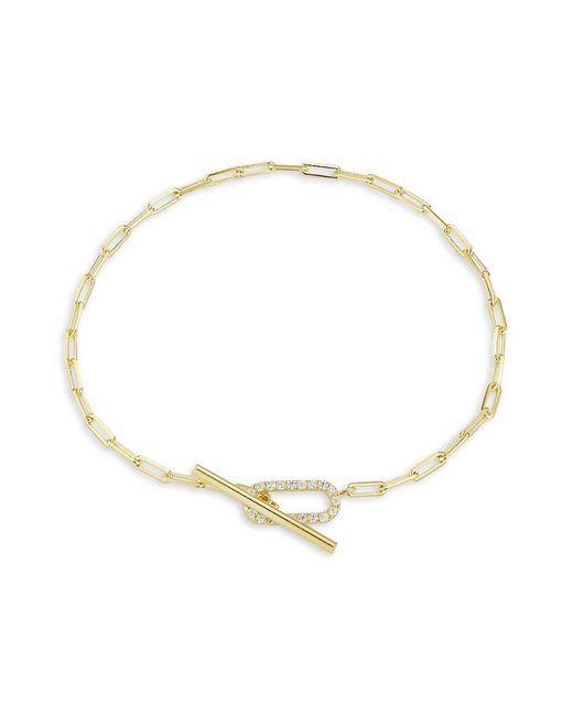 Chloe and Madison White 14k Yellow Gold Vermeil & Cubic Zirconia Paperclip Chain Bracelet