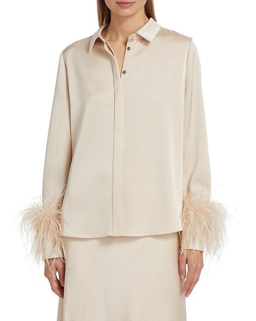 Kobi Halperin White Murphy Feather-Trim Shirt