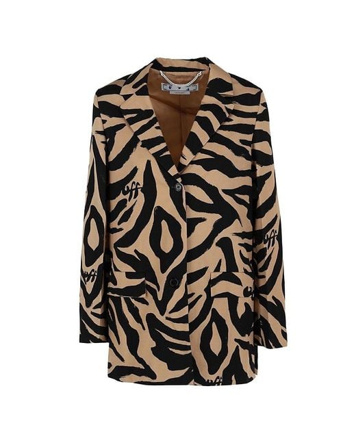 Off-White c/o Virgil Abloh Black Zebra Print Relaxed-Fit Blazer