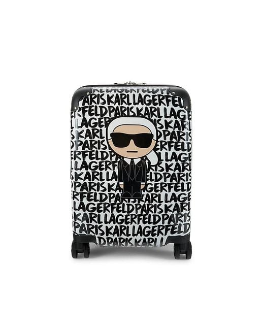 Karl Lagerfeld Black 28-inch Logo Spinner Suitcase