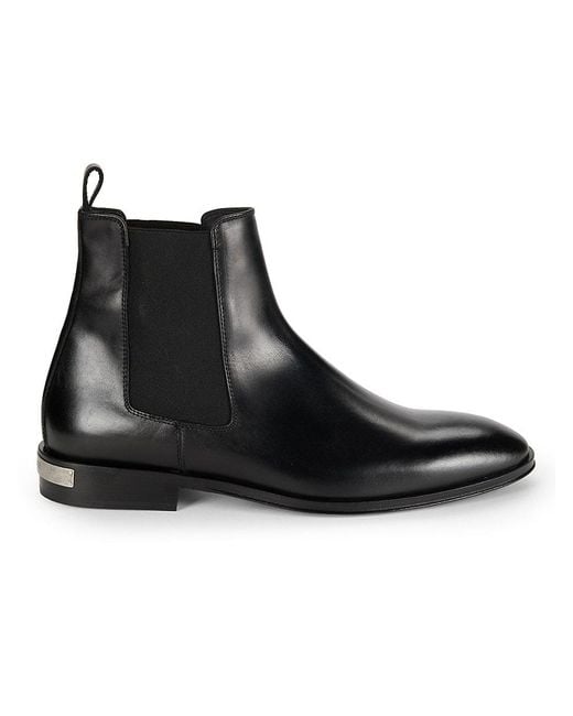 Roberto Cavalli Black Almond Toe Leather Chelsea Boots for men