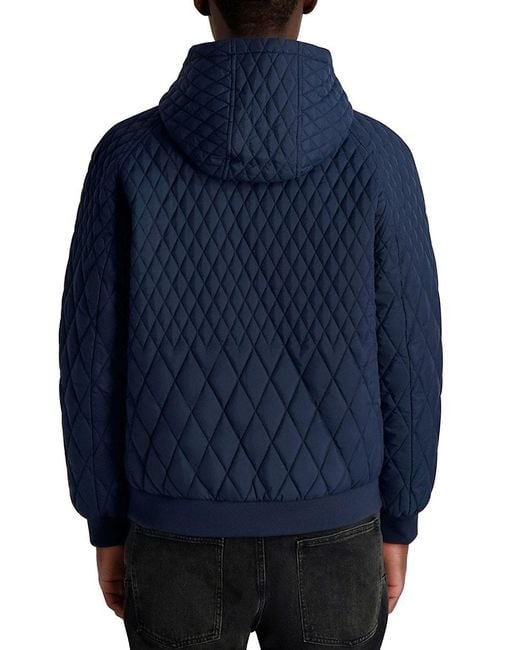 Karl Lagerfeld Blue Regular-Fit Diamond Quilted Bomber Jacket for men