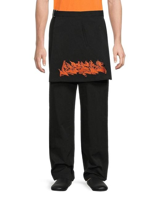 Off-White c/o Virgil Abloh Black Neen Printed Apron Carpenter Pants for men