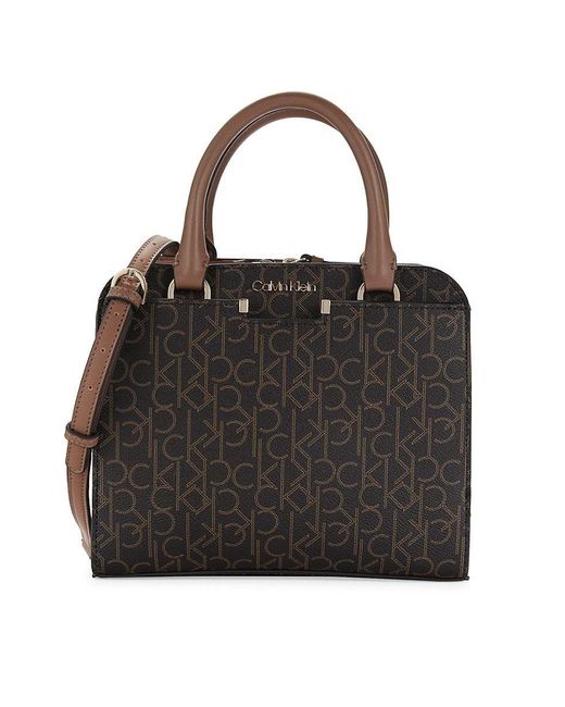 Calvin Klein Black Danica Monogram Print Satchel Bag