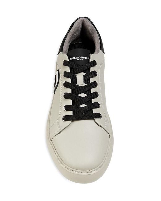 Karl Lagerfeld White Logo Low-Top Leather Sneakers for men