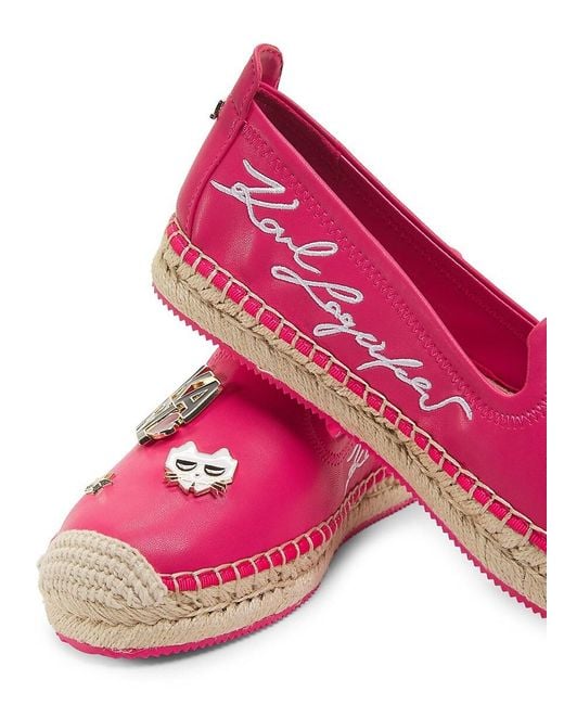 Karl Lagerfeld Pink Malvie Logo Embellished Espadrilles