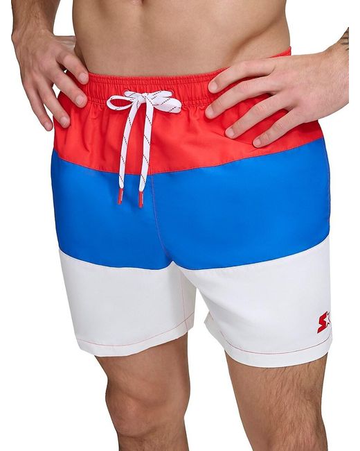 Starter Blue Colorblocked Volleyball Shorts for men