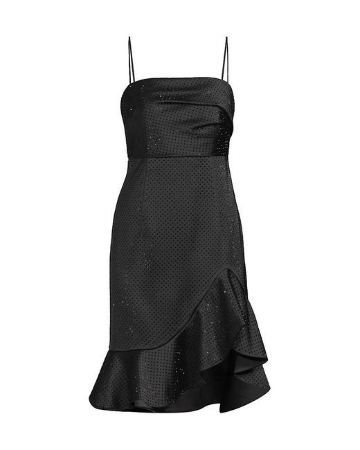 Emanuel Ungaro Black Xandra Hotfix Satin Sleeveless Minidress
