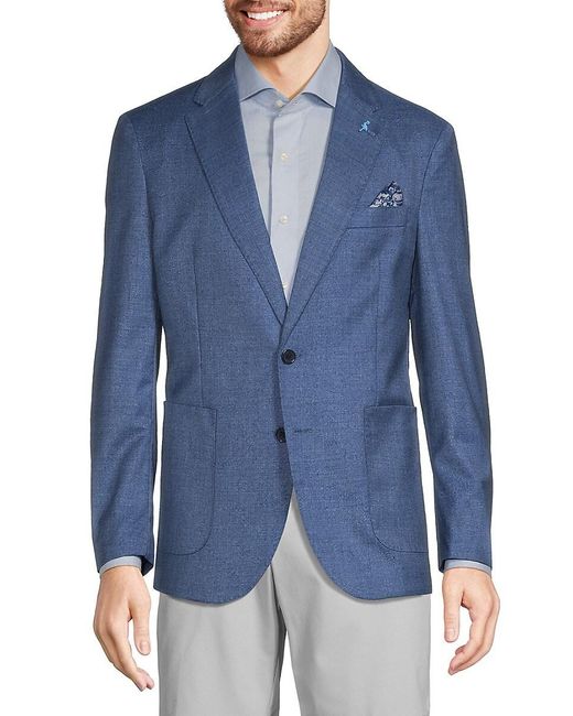 Tailorbyrd Blue Cross Dyed Notch Lapel Sportcoat for men