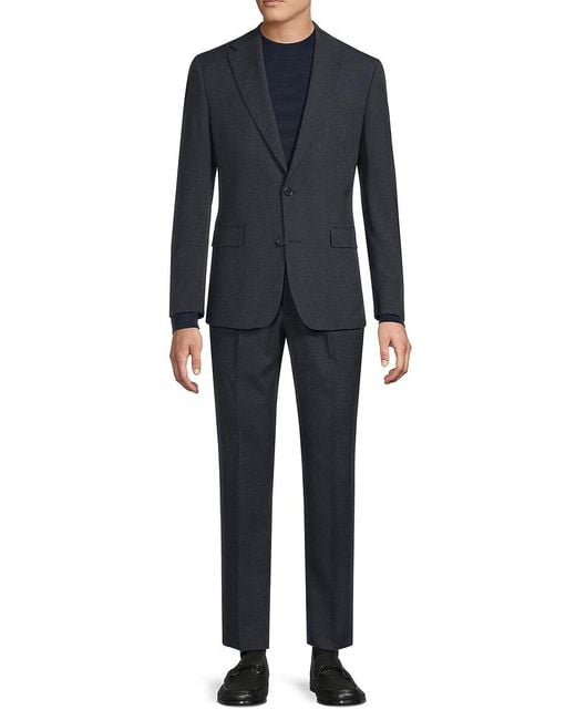 Karl Lagerfeld Blue Neat Notch Lapel Modern-fit Suit for men
