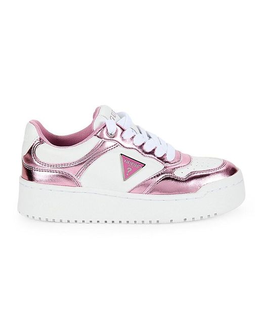 Guess Pink Miram Low Top Platform Sneakers
