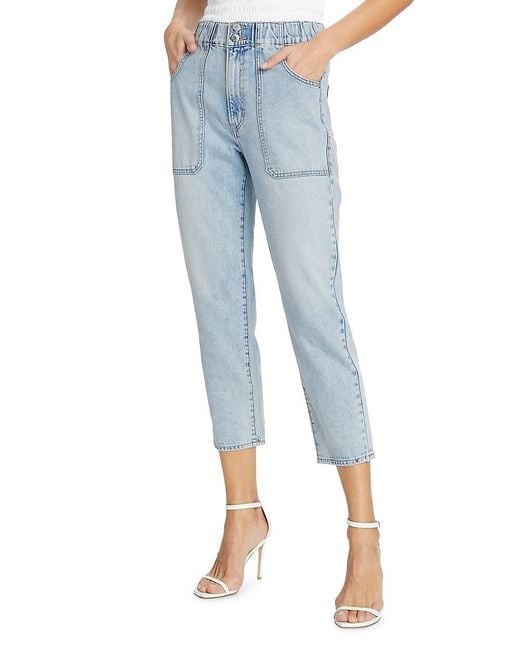 Veronica Beard Blue Arya Cropped Cargo Jeans