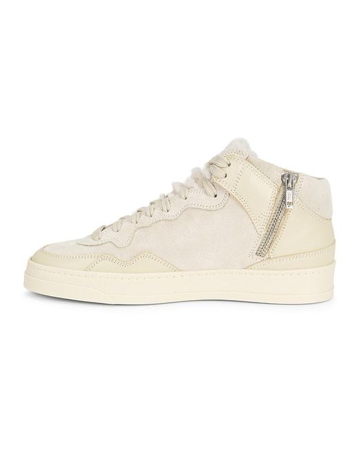 P448 Natural Bali Faux Fur Trim Leather Sneakers