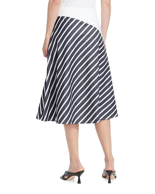 Tanya Taylor Black Ziggy Striped Midi Wrap Skirt
