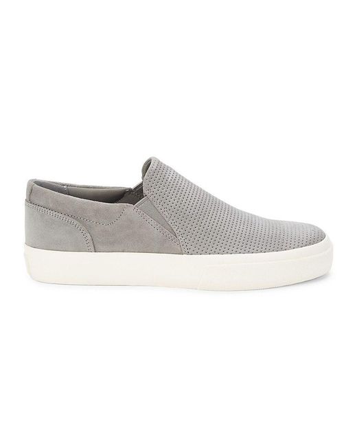 Vince Suede Perforated Slip On Sneakers in White for Men | Lyst