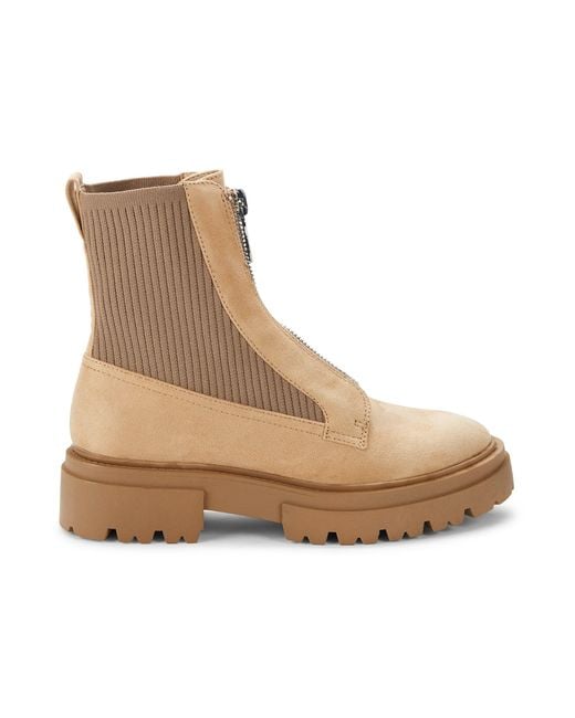 Steven by Steve Madden Leather Aliyah Sock Combat Boots in Tan (Natural) Lyst