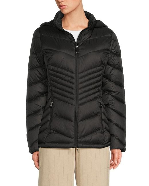 Calvin Klein Black Hooded Quilted Puffer Jacket