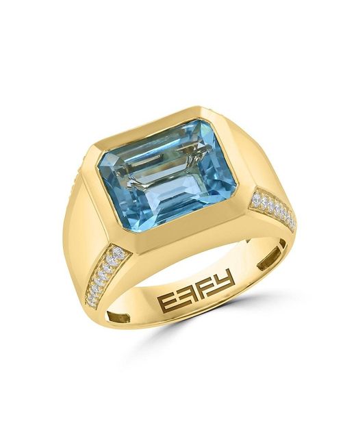 Effy Blue 14K, Topaz & Diamond Ring