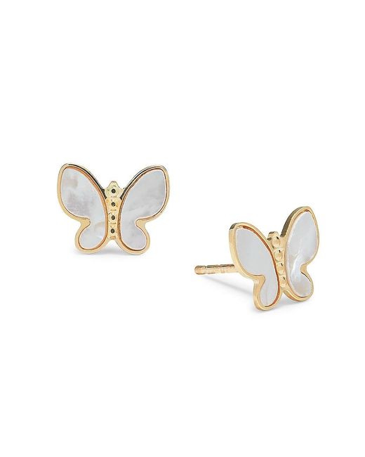 Saks Fifth Avenue 14k Yellow Gold & Mother Of Pearl Butterfly Stud Earrings  in Metallic | Lyst UK