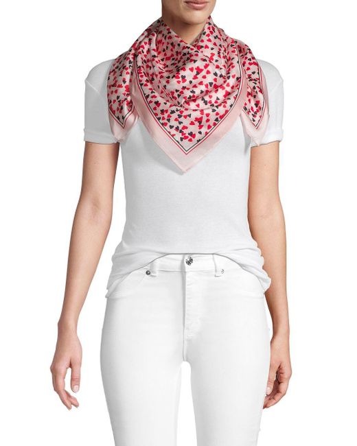 Karl Lagerfeld Heart print Silk Scarf Lyst