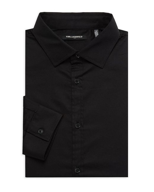 Karl Lagerfeld Black Spread Collar Dress Shirt for men
