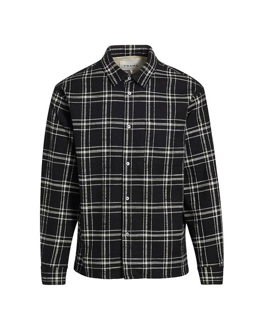 FRAME Black Plaid Cotton Overshirt for men