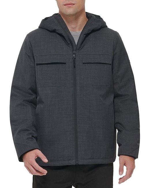 DKNY Classic Fit Hooded Jacket in Gray for Men | Lyst