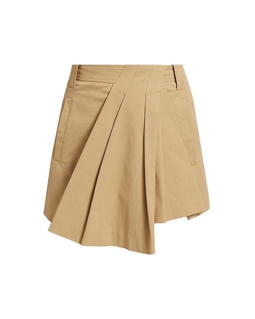 A.L.C. Natural A. L.C. Brody Pleated Stretch Cotton Shorts