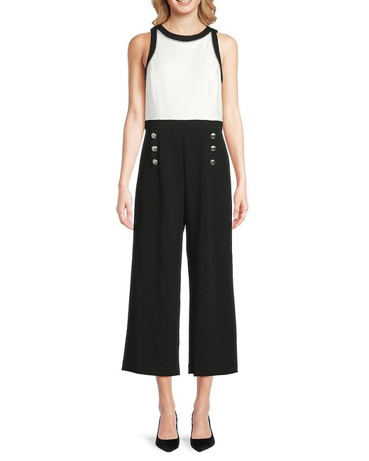 Karl Lagerfeld Black Two-Tone Cropped Jumpsuit